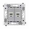 Компьютерная розетка Avanti RJ-45 без шторки в стену кат.6 двойная экранированная (Закаленная сталь) 4404794