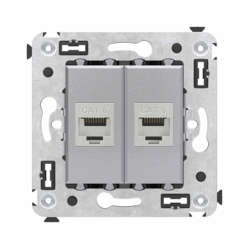 Компьютерная розетка Avanti RJ-45 без шторки в стену кат.6 двойная экранированная (Закаленная сталь) 4404794