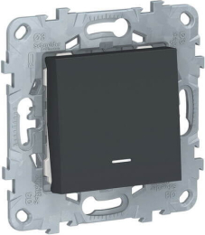 Выключатель одноклавишный с подсветкой Unica New (антрацит) NU520154N