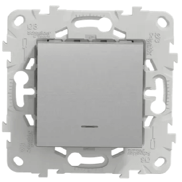 Перекрестный одноклавишный переключатель с подсветкой Unica New (алюминий) NU520530N