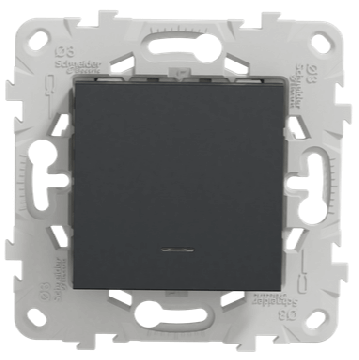 Проходной одноклавишный переключатель с подсветкой Unica New (антрацит) NU520354N