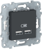 Розетка USB Unica New тип А/тип А (антрацит) NU541854