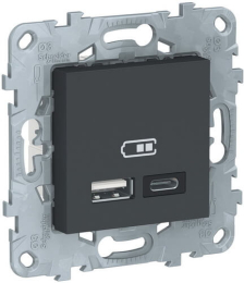 Розетка USB Unica New тип А/тип C (антрацит) NU501854
