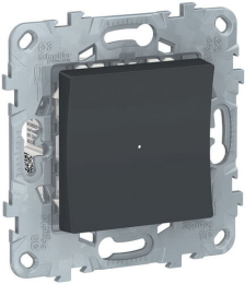 Одноклавишный кнопочный выключатель с подсветкой Unica New (антрацит) NU520654N