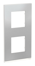 Рамка Unica Pure двухместная вертикальная (алюминий матовый / белый) NU6004V80
