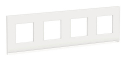 Рамка Unica Pure четырехместная горизонтальная (белое стекло / белый) NU600885