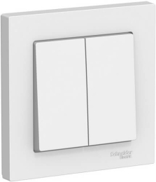 Выключатель двухклавишный AtlasDesign с рамкой (белый) ATN000152