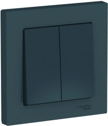 Выключатель двухклавишный AtlasDesign с рамкой (изумруд) ATN000852