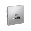 Розетка USB ArtGallery тип А/тип С высокоскор. заряд 45W QC PD (алюминий) GAL000329