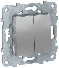 Перекрестный двухклавишный переключатель Unica New (алюминий) NU521530
