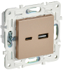 Розетка USB A+C 3,1А IEK SKANDY SK-R14Sa (песочный) SK-U22-D31-K98