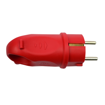 Вилка с заземлением SE MultiSet 2Р+Е 16А угловая каучук IP44 (красная) MST1402RD