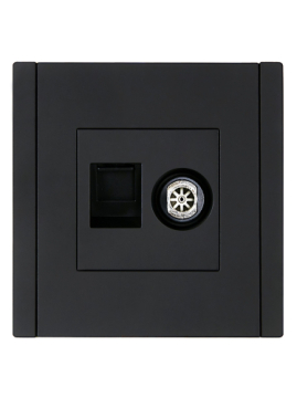 Розетка TV+RJ45 кат.5E FORTE&PIANO FP136 (черный) FP-AK20-1-K02