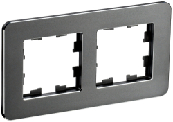 Рамка 2-м скругленная BRITE DECOR Титан металл РУ-2-1-Бр BR-M22-M-01-K48