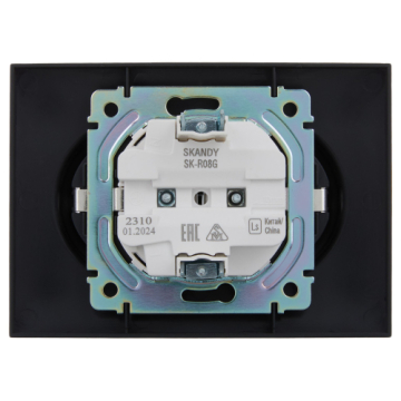 Розетка 2-ая с/з 16А в сборе IEK SKANDY SK-R08G (графит) SK-R21-16-K53-F