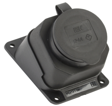 Розетка с защитной крышкой IEK OMEGA угловая настенная IP44 РБу13-1-0м (черный) PKR22-016-2-K02