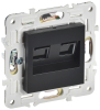Розетка компьютерная двойная IEK SKANDY RJ45 кат.5E SK-K03Bl (черный) SK-K20-1-K02