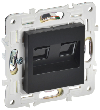 Розетка компьютерная двойная IEK SKANDY RJ45 кат.5E SK-K03Bl (черный) SK-K20-1-K02