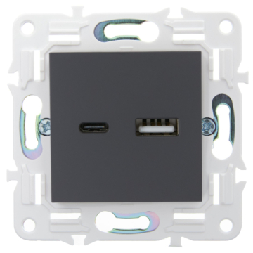 Розетка USB A+C 3,1А IEK SKANDY SK-R14T (титан) SK-U22-D31-K48