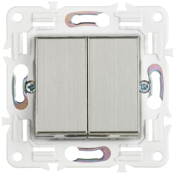 Выключатель 2-клавишный IEK SKANDY 10А SK-V04N (никель) SK-V20-0-10-K50