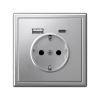 Зарядка USB (А+С) с розеткой ArtGallery (алюминий) GAL000332