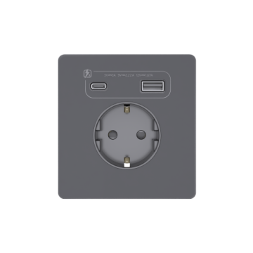 Зарядка USB А+С 20Вт с розеткой SE Systeme Infinity (вулканический пепел) FSE000732