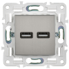 Розетка USB A+A 3,1А IEK SKANDY SK-R15N (никель) SK-U21-D31-K50