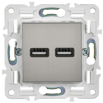 Розетка USB A+A 3,1А IEK SKANDY SK-R15N (никель) SK-U21-D31-K50