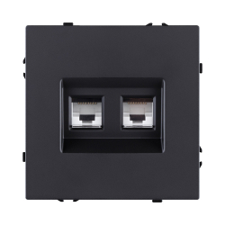 Розетка двойная Ethernet RJ45 Cat.6, черный матовый Kollinger Eclipse EC-018BK EC-018BK