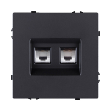 Розетка двойная Ethernet RJ45 Cat.6, черный матовый Kollinger Eclipse EC-018BK EC-018BK