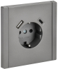 Зарядка USB (А+С) с розеткой IEK FORTE&PIANO 18Вт FP547 (сталь) FP-R14-16-U22-018-K46