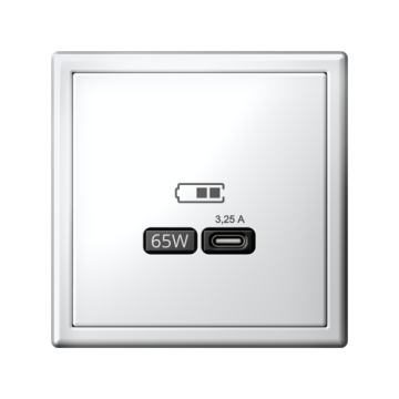 Розетка USB ArtGallery тип С высокоскор. заряд 65W QC PD (белый) GAL000127