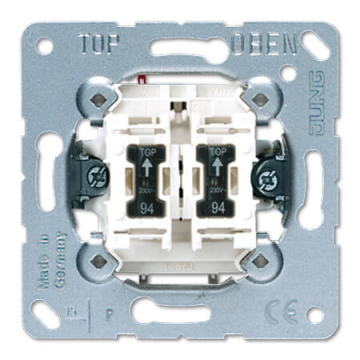 Двухклавишный выключатель с подсветкой без клавиши Jung 505U5
