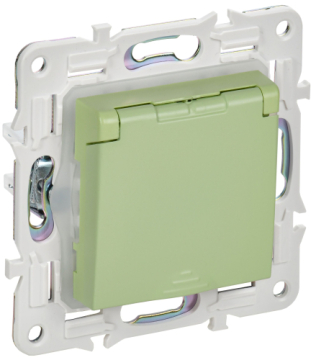Розетка с крышкой 16А IP44 IEK SKANDY SK-R11G (мятный) SK-R16-16-44-K06