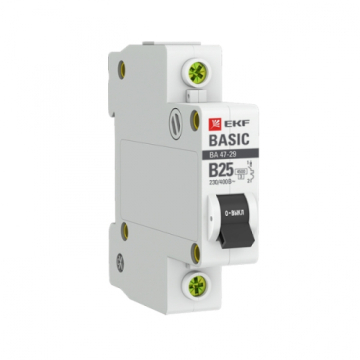 Автоматический выключатель EKF Basic ВА 47-29 1Р 25А 4,5кА (х-ка B) mcb4729-1-25-B