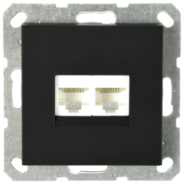 Розетка информационная RJ 45 двойная кат 6 JaSmart G (черный матовый) G6108PB