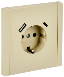 Зарядка USB (А+С) с розеткой IEK FORTE&PIANO 18Вт FP447 (ваниль) FP-R14-16-U22-018-K10