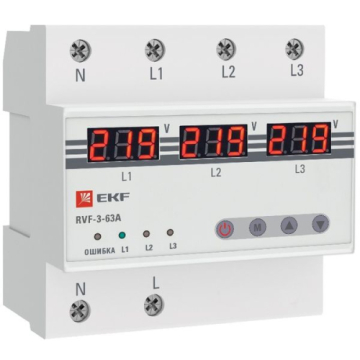 Реле выбора фаз EKF PROxima с дисплеем RVF-3-63А RVF-3-63a