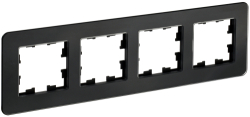 Рамка 4-м скругленная BRITE DECOR Черный матовый стекло РУ-4-2-Бр BR-M42-G-41-K02