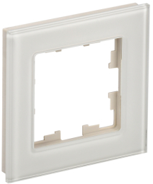 Рамка 1-м BRITE DECOR Ванильный глянец стекло РУ-1-2-БрВа BR-M12-G-K10