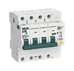Дифференциальный автомат DEKraft ДИФ-103 New 3P+N 10А 30мА тип A 6 kA (х-ка C) 16427DEK