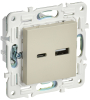 Розетка USB A+C 3,1А IEK SKANDY SK-R14B (бежевый) SK-U22-D31-K10