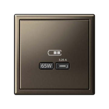 Розетка USB ArtGallery тип С высокоскор. заряд 65W QC PD (мокко) GAL000627