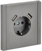 Зарядка USB (А+A) с розеткой FORTE&PIANO 3,1А FP545 (сталь) FP-R14-16-U21-D31-K46