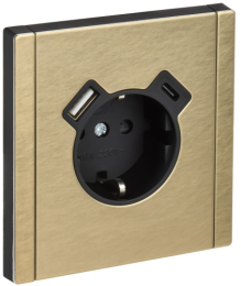 Зарядка USB (А+С) с розеткой IEK FORTE&PIANO 18Вт FP647M (металл шампань) FP-R14-16-U22-018-M-K37
