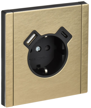 Зарядка USB (А+С) с розеткой IEK FORTE&PIANO 18Вт FP647M (металл шампань) FP-R14-16-U22-018-M-K37