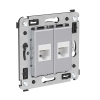 Компьютерная розетка Avanti RJ-45 без шторки в стену кат.5е двойная (Закаленная сталь) 4404664