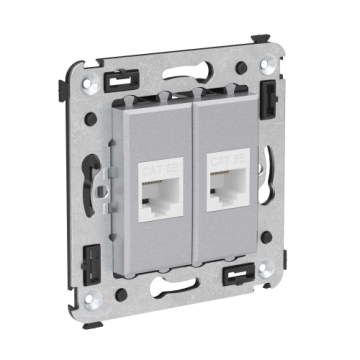 Компьютерная розетка Avanti RJ-45 без шторки в стену кат.5е двойная (Закаленная сталь) 4404664