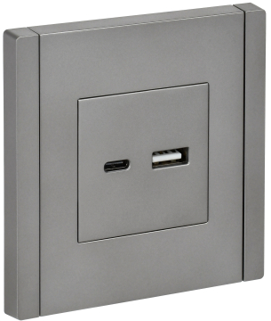 Розетка USB A+C FORTE&PIANO 3,1А FP550 (сталь) FP-U22-D31-K46
