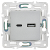 Розетка USB A+C 3,1А IEK SKANDY SK-R14S (серебряный) SK-U22-D31-K23